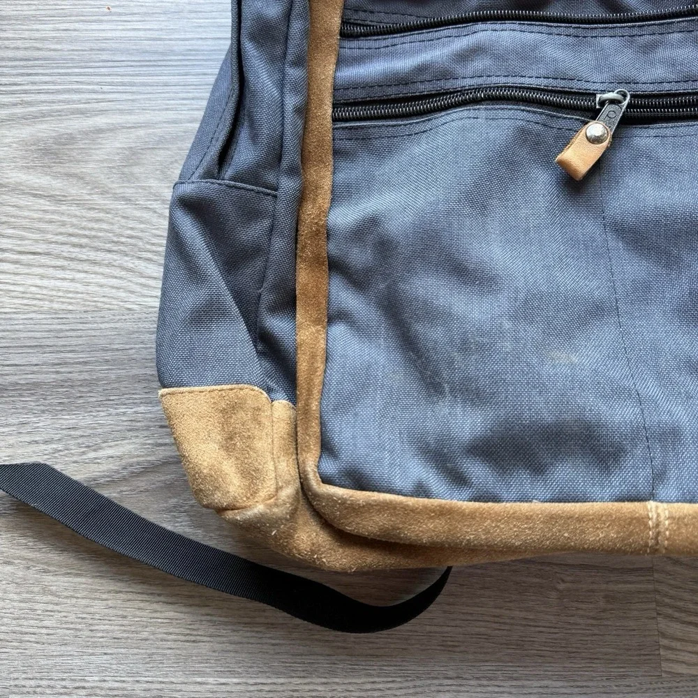Vintage 80s Levi's Orange Tab Blue‎ Backpack Suede Canvas School Hiking Leather
